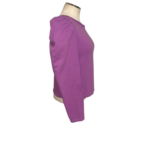 Zara Women's Balloon Sleeve Sweatshirt Purple Solid Long Sleeve Size Medium - Picture 2 of 8